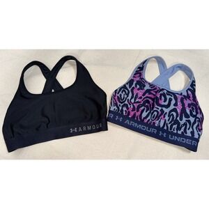 Under Armour Crossback Printed Sports Bra Women's M L LOT Black Sportswear